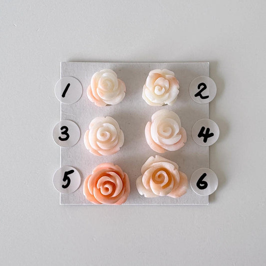 Natural Deep Sea Coral Rose Carvings Approx. 10-13mm, Pink/White/Orange Roses, Natural color, Price per Piece, For Jewelry Making