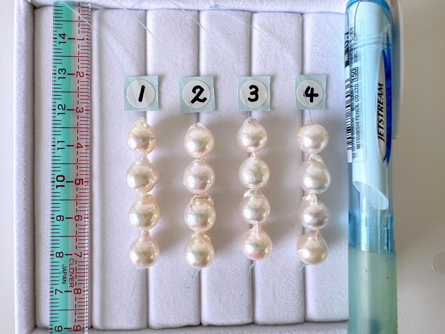 Akoya Pearl Beads - Japanese Cultured Baroque Pearls, 8.5-9mm Mini Strand of 4 Pieces - Saltwater Origin, Jewelry Making Supplies