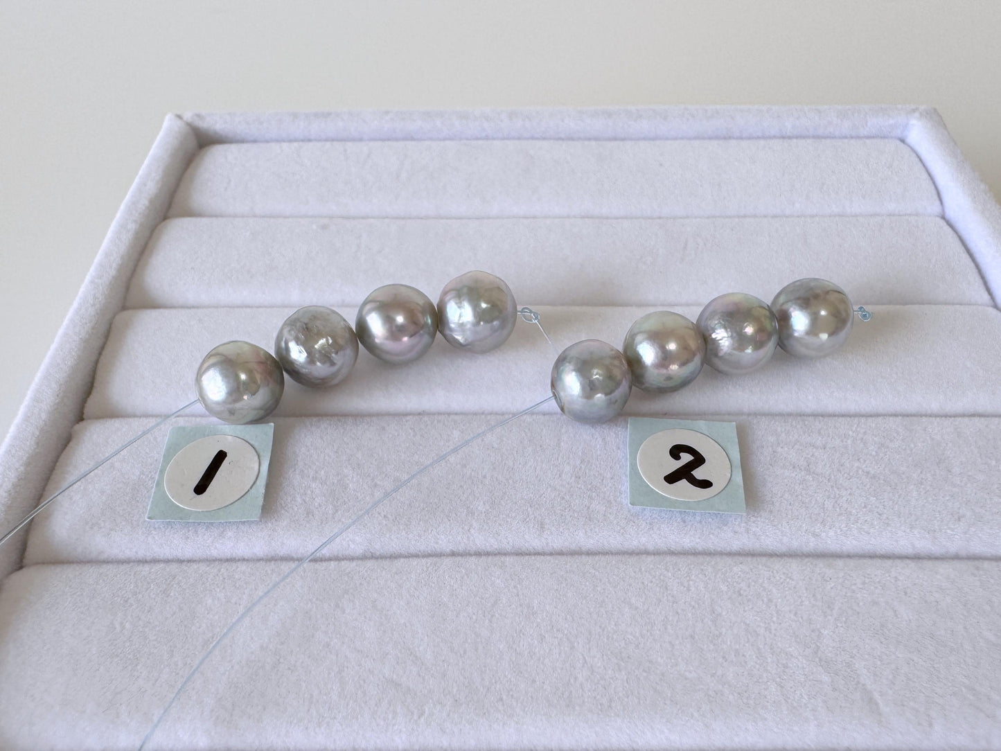 Japanese Natural blue/silver color Akoya Pearl Beads, 7.5-8mm, Mini Strand, Short Strand of 4 Pieces, Cultured in Sea Water