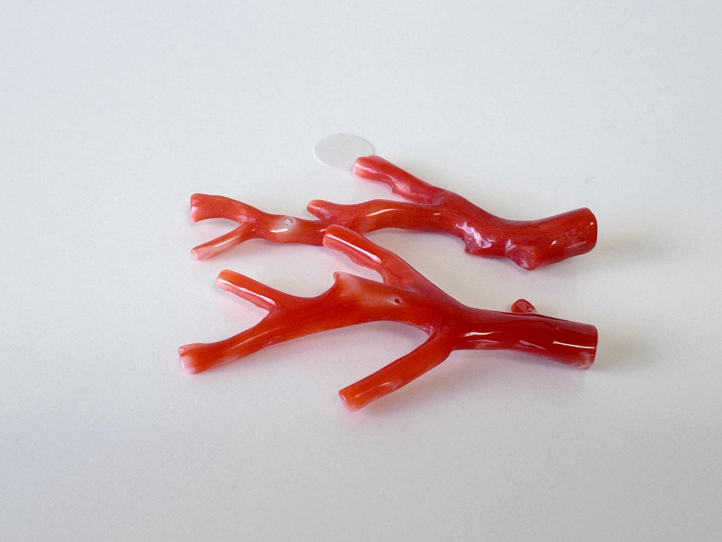 Red Coral Branch Set: Natural Aka Coral for Jewelry Making (41-45mm), Hole on Top