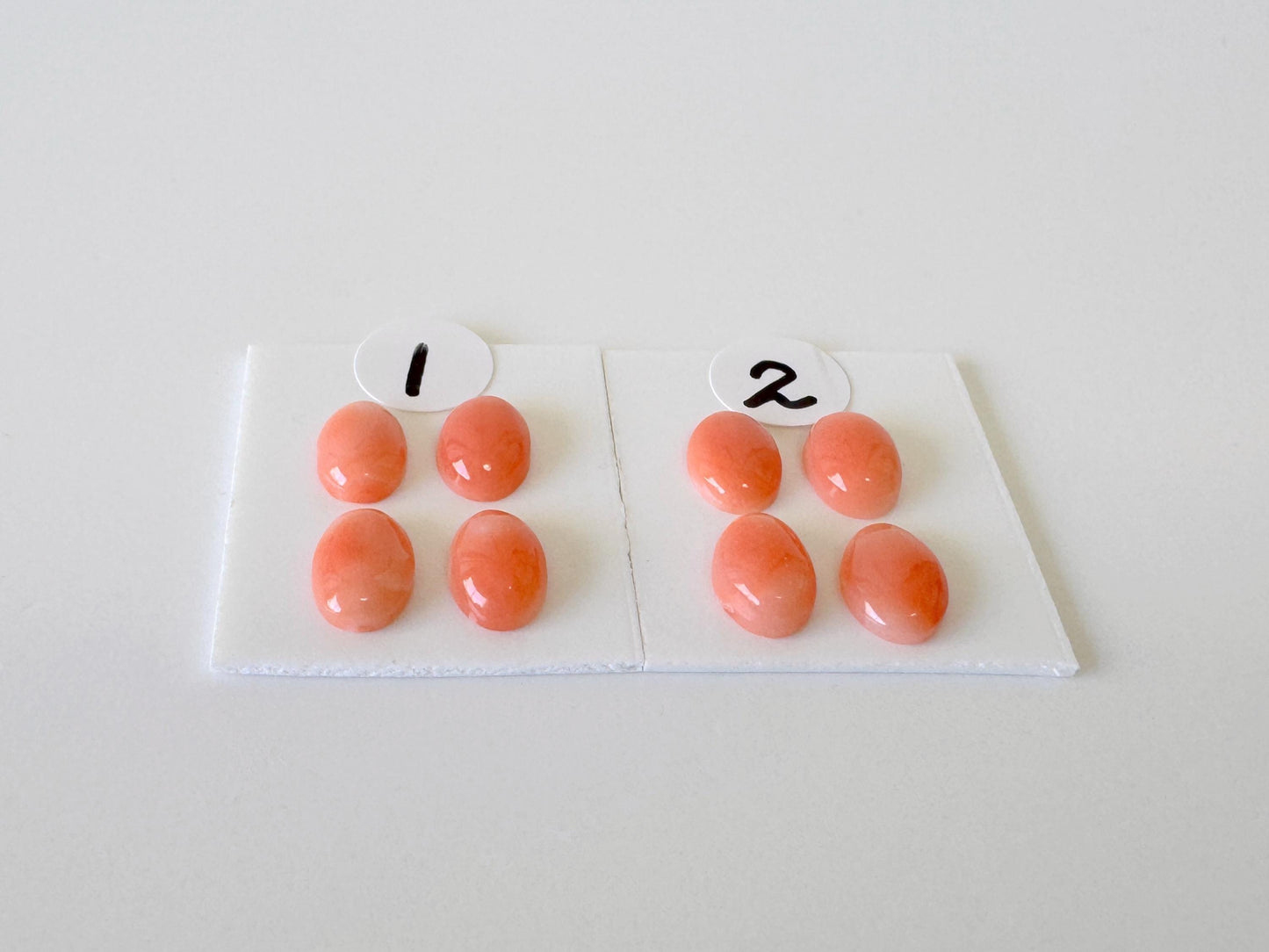 Deep Sea Coral Cabochons Natural Pink Orange Ovals, 7x5mm (Set of 4, Real Coral, Jewelry Supplies)
