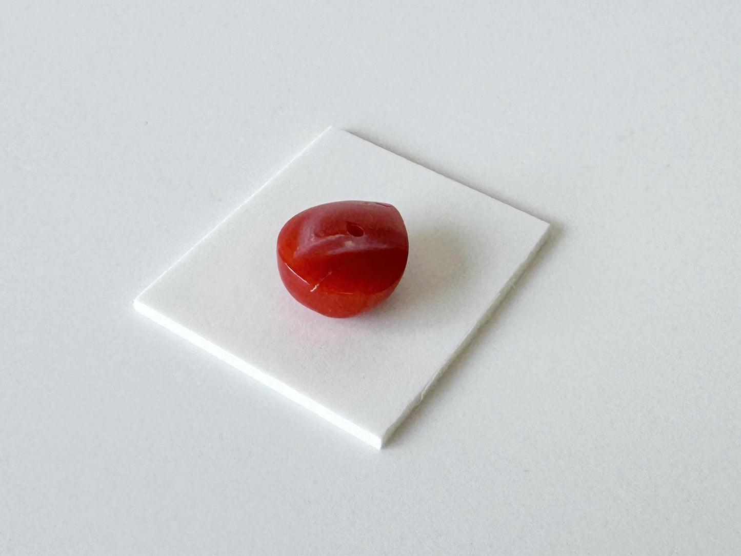 Red Coral Cabochon, Japanese Aka Coral Pear Gemstone Loose | 11.6X8.8mm | Jewelry Making Supplies, Drilled Back