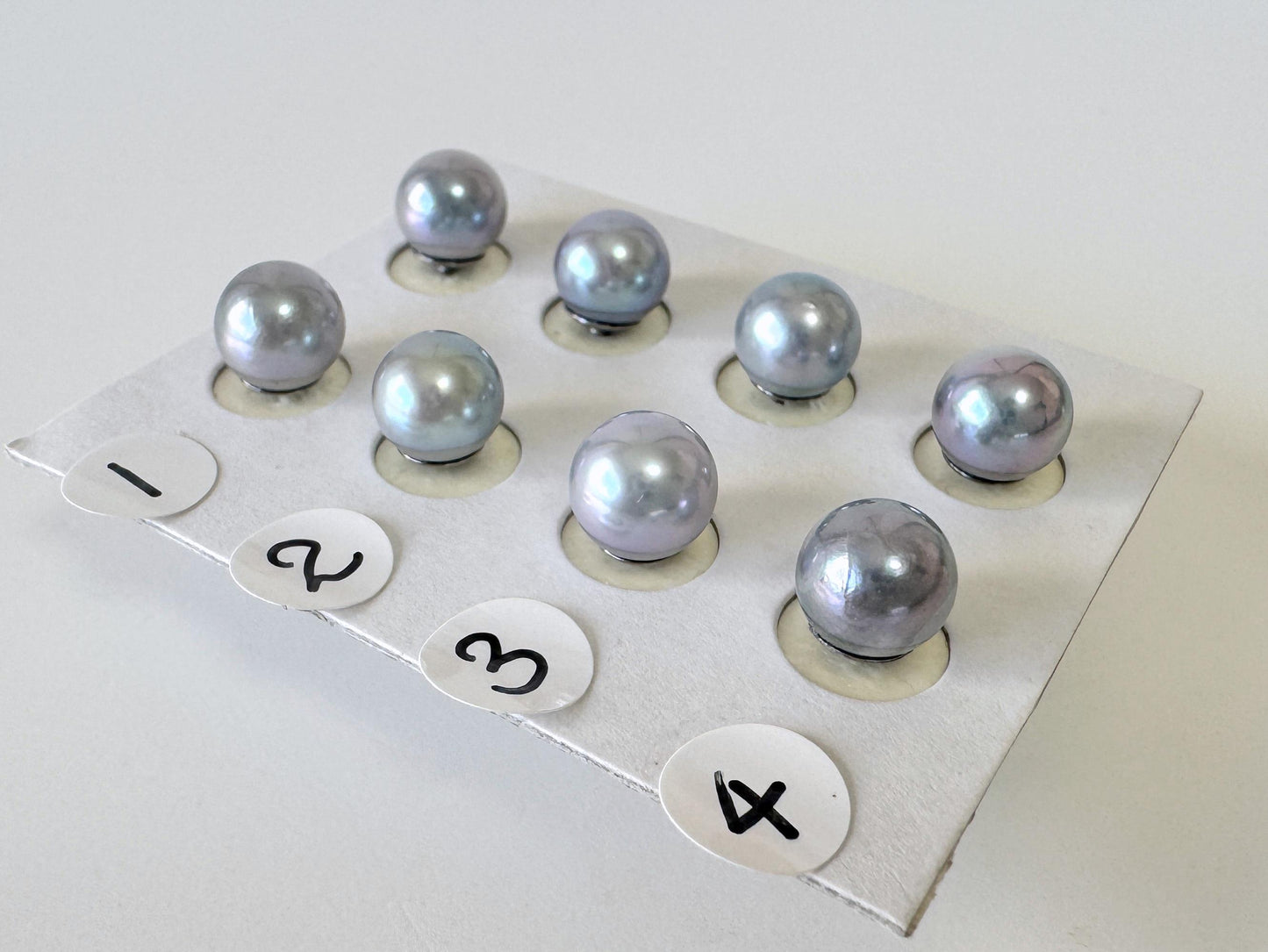 Japanese Akoya Pearl Stud Earrings, Blue Silver Treated (7mm, Titanium Posts, Saltwater Cultured)