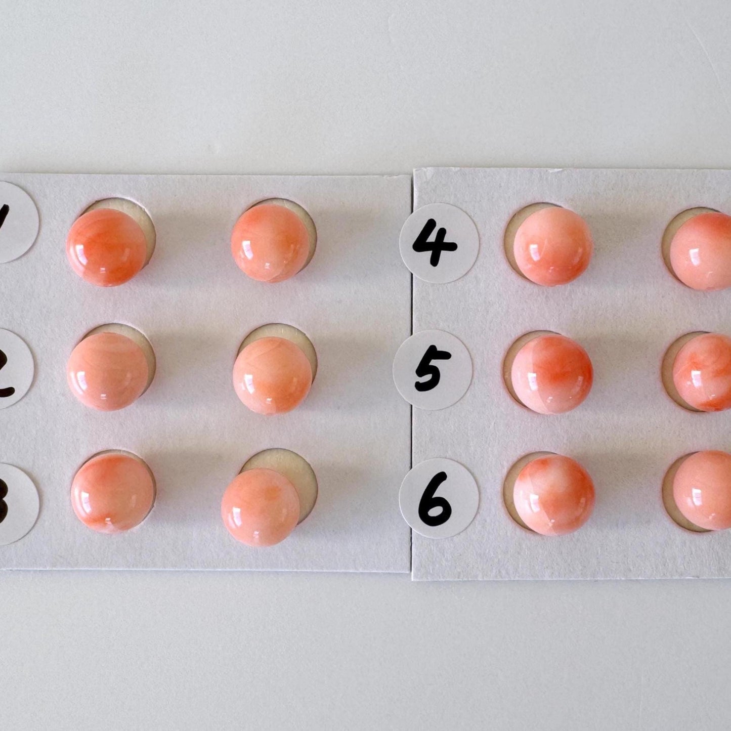 7.5-8mm Full Hole Natural deep sea coral round loose, for earring sets or pendant, price per pair (natural color)