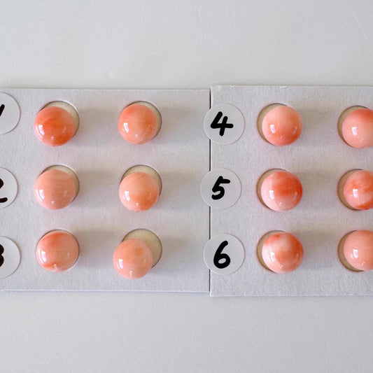 7.5-8mm Full Hole Natural deep sea coral round loose, for earring sets or pendant, price per pair (natural color)