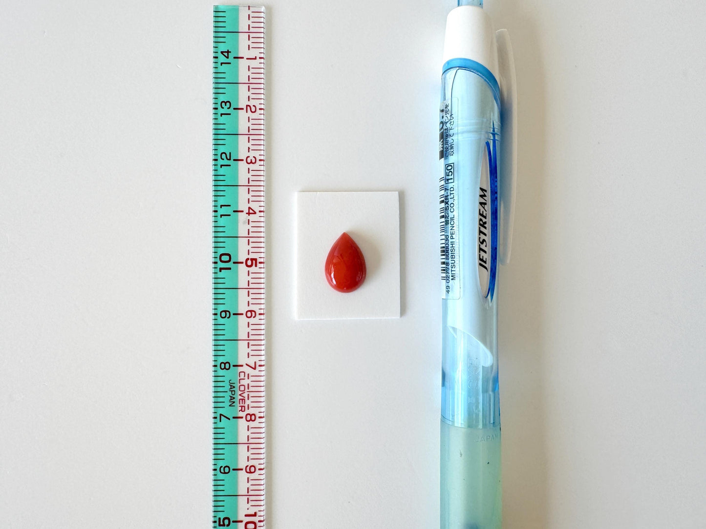Red Coral Cabochon, Japanese Aka Coral Pear Gemstone Loose | 11.7X8.2Mm | Jewelry Making Supplies, Drilled Back