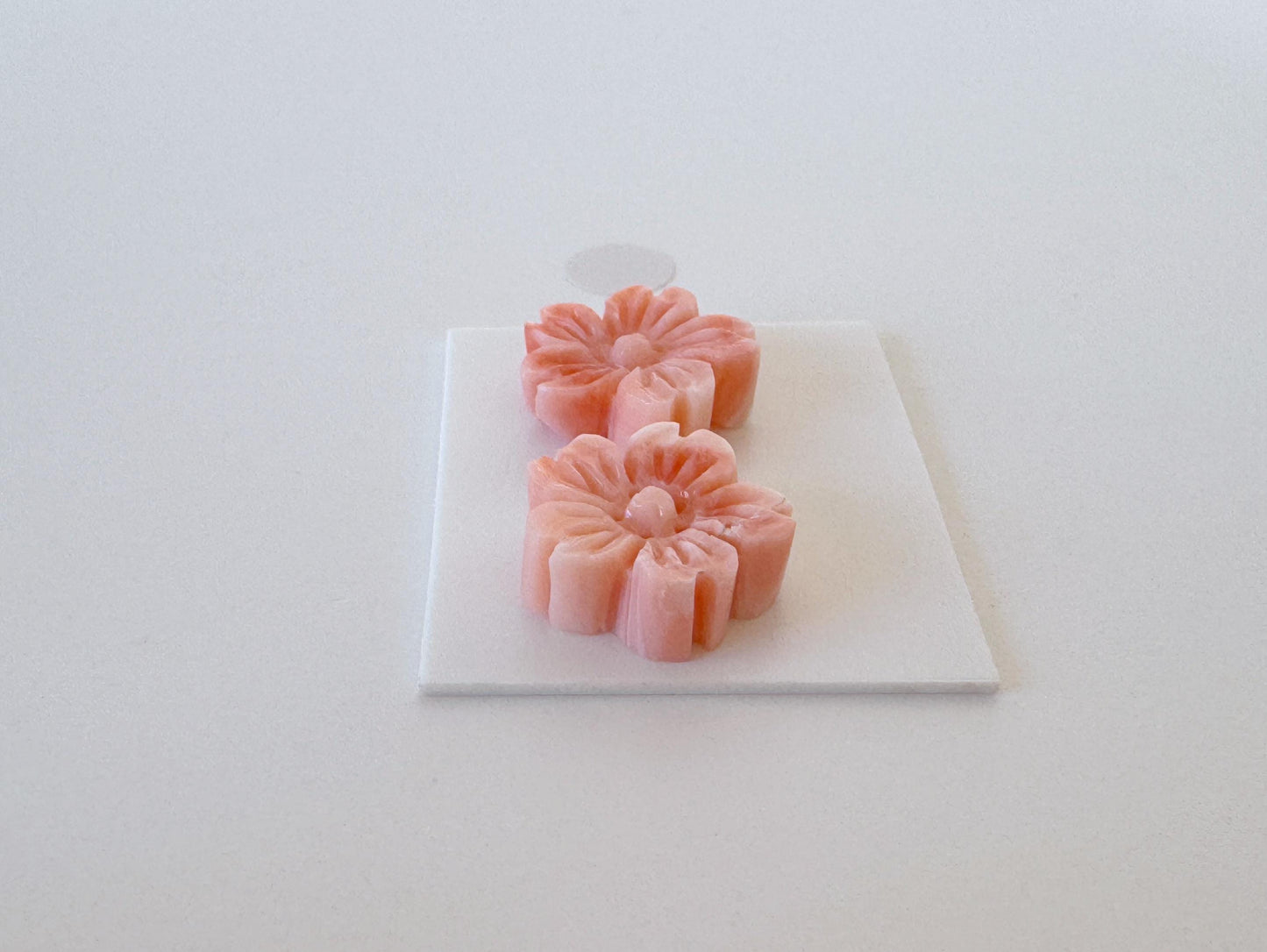 Deep Sea Coral Carving - Natural Pink Orange Sakura Cherry Blossom 14mm Pair for Earrings