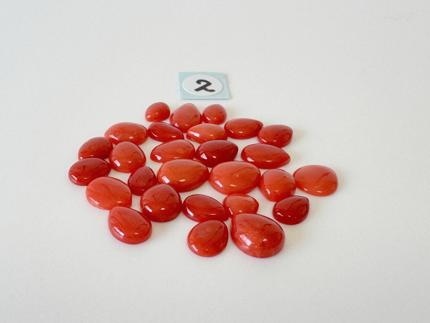 Value-priced, Natural red Mediterranean coral loose Pear shape cabochon for a set of 26-27pcs, For jewelry making, Natural color