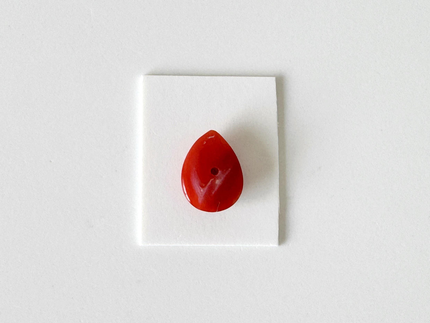 Red Coral Cabochon, Japanese Aka Coral Pear Gemstone Loose | 11.6X8.8mm | Jewelry Making Supplies, Drilled Back