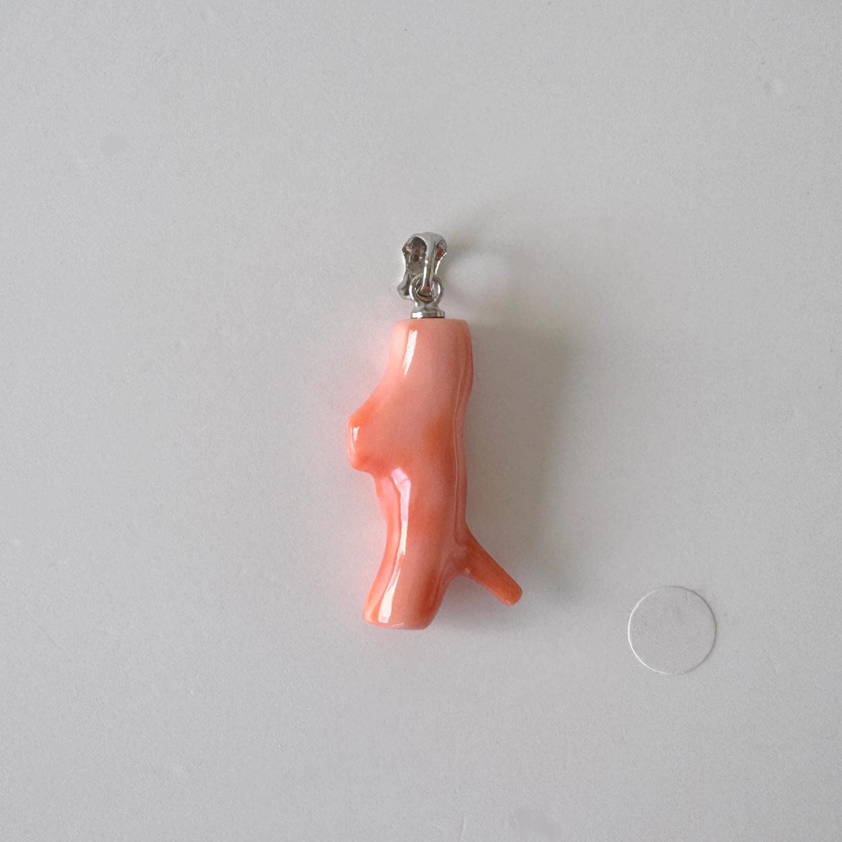 Coral Branch Pendant: Natural Pink Orange Deep Sea Coral, Silver Rhodium-Plated Bail | 27mm, Jewelry Accessory
