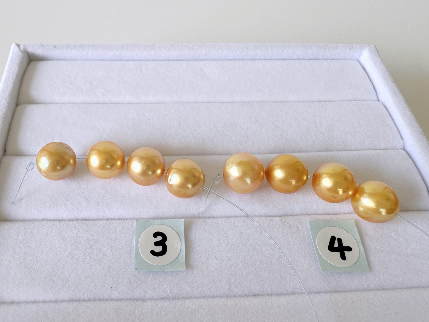 Japanese Akoya Golden Pearl Beads, Mini Strand, 7.9-8.4mm Semi-Round (Color Treated, Cultured Saltwater, 4 Pieces)