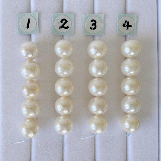 Japanese Akoya Pearl Beads: Cultured White Saltwater Pearls, Mini Strand (8.5-8.7mm, Near-Round, 5 Pieces)