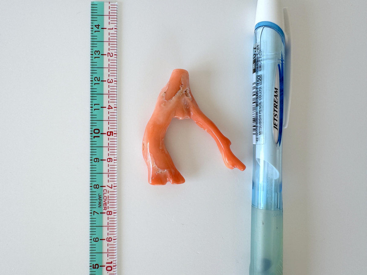 Natural Coral Branch, Pink Orange, 41mm | Hole Top | Deep Sea Coral Jewelry Making Supply