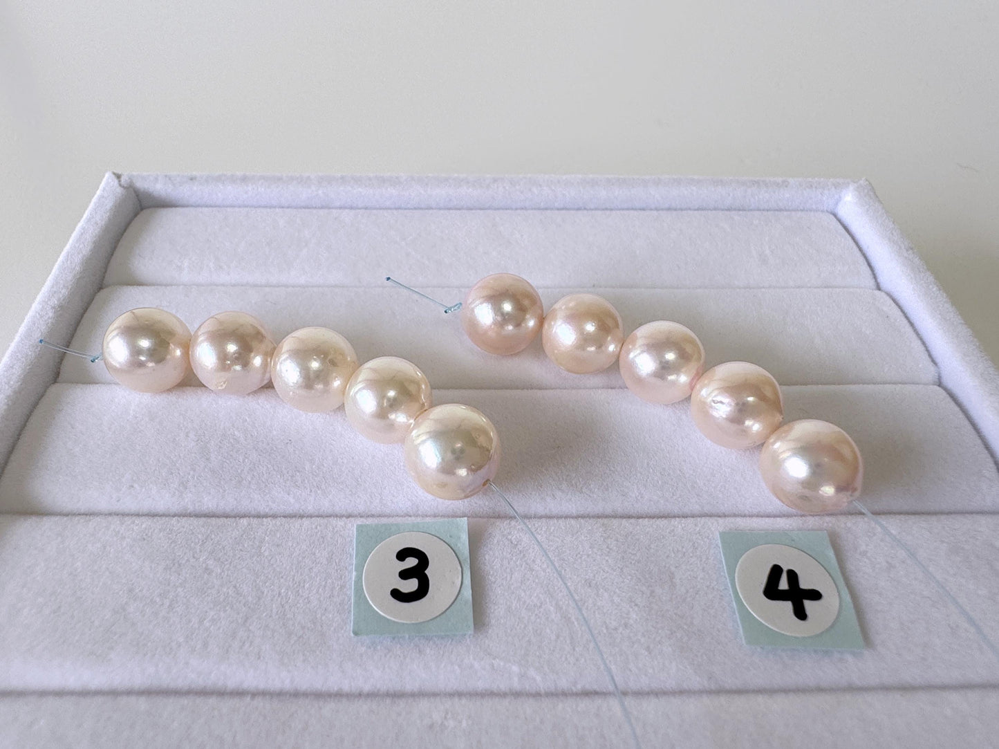 Japanese White/Pink Akoya Pearl Beads, 7.9-8.4mm, Mini Strand, Short Strand, 5 Pieces, Genuine Akoya Pearl, Cultured in Sea Water