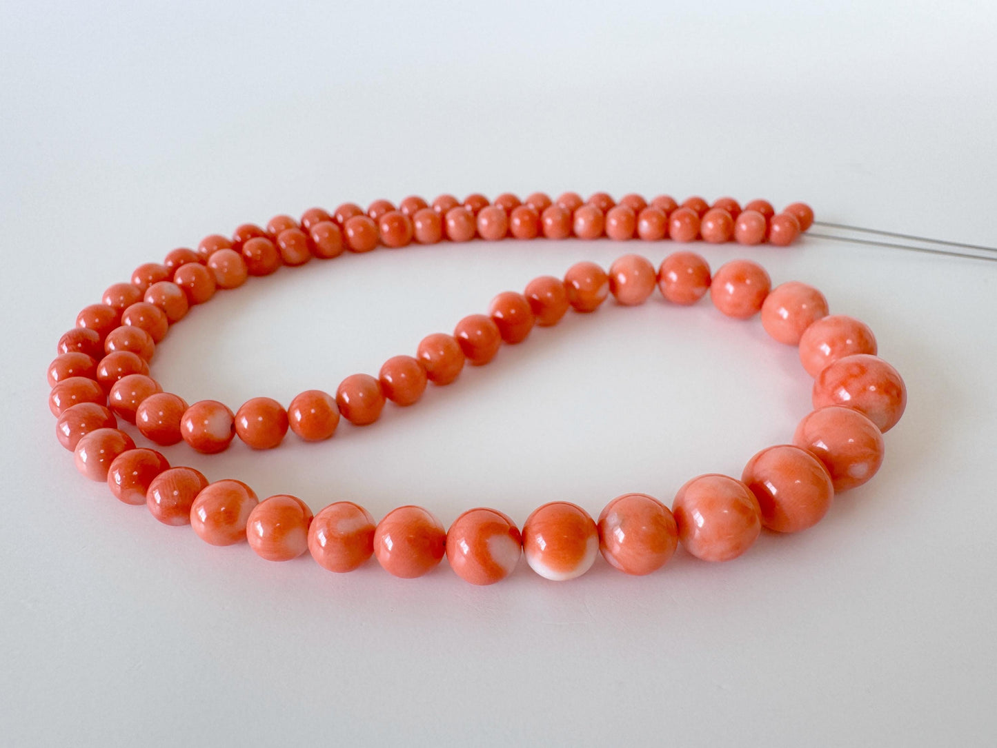 Natural Momo Coral Strand - Orange Round Coral Beads 5-8.9mm, 16 Inch Jewelry Making