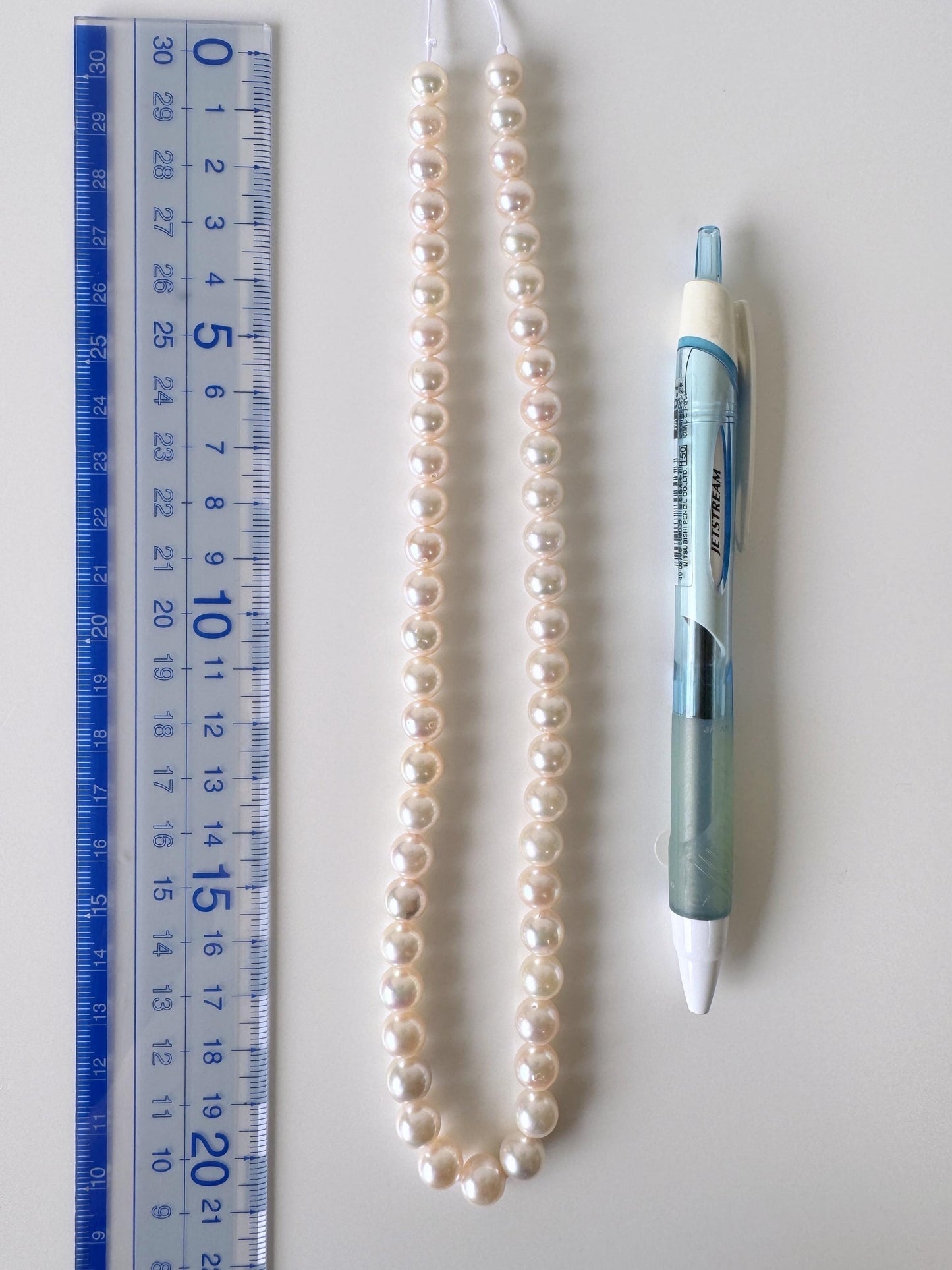 7-8.5mm Japanese White Akoya Pearl Beads, Genuine Akoya Pearl, Full Strand, 41cm , 16.1", Salt water pearl