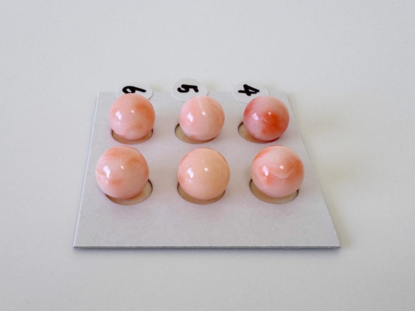 Deep Sea Coral Beads Natural Loose Pair, Pink Orange Round (8.5-9mm, Half Drilled Hole, Jewelry Supplies)