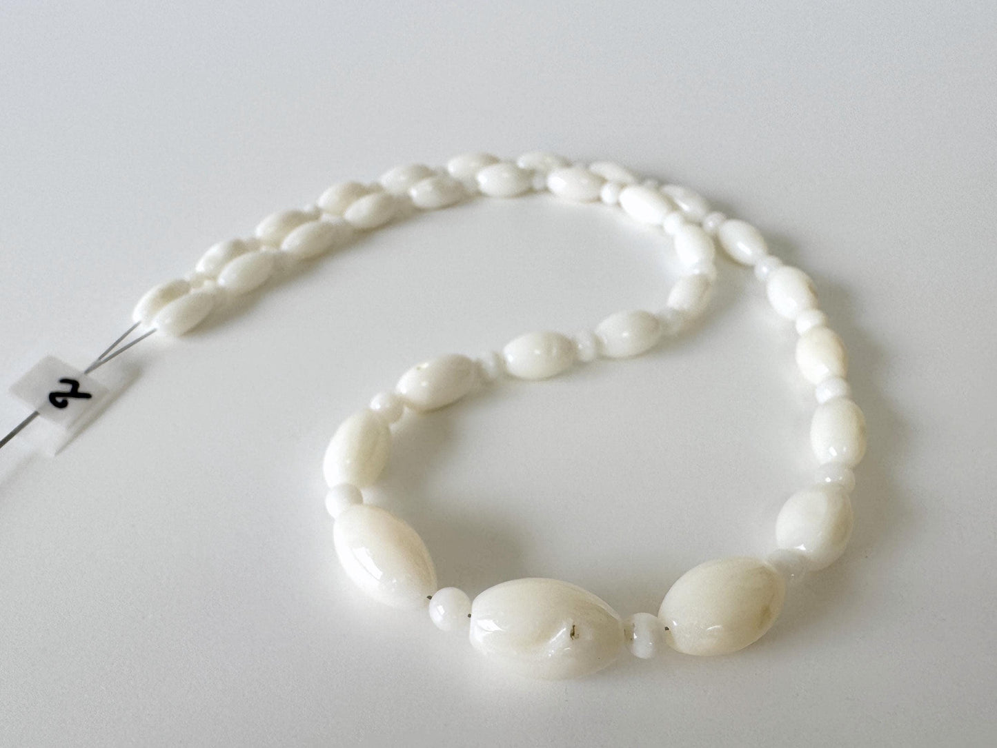 White Coral Bead Strand: Bi-cone & Round Gradation, Jewelry Making (16"-17")