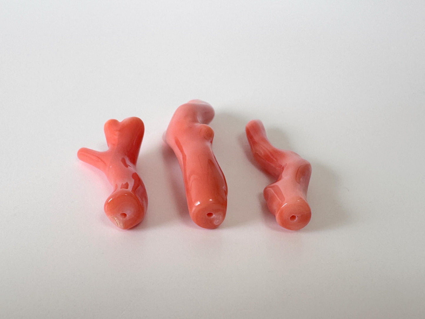 Natural Coral Branch Set: Deep Sea Coral, Orange Pink Craft Supplies (3 Pieces, Hole Drilled, 20-40mm Size)