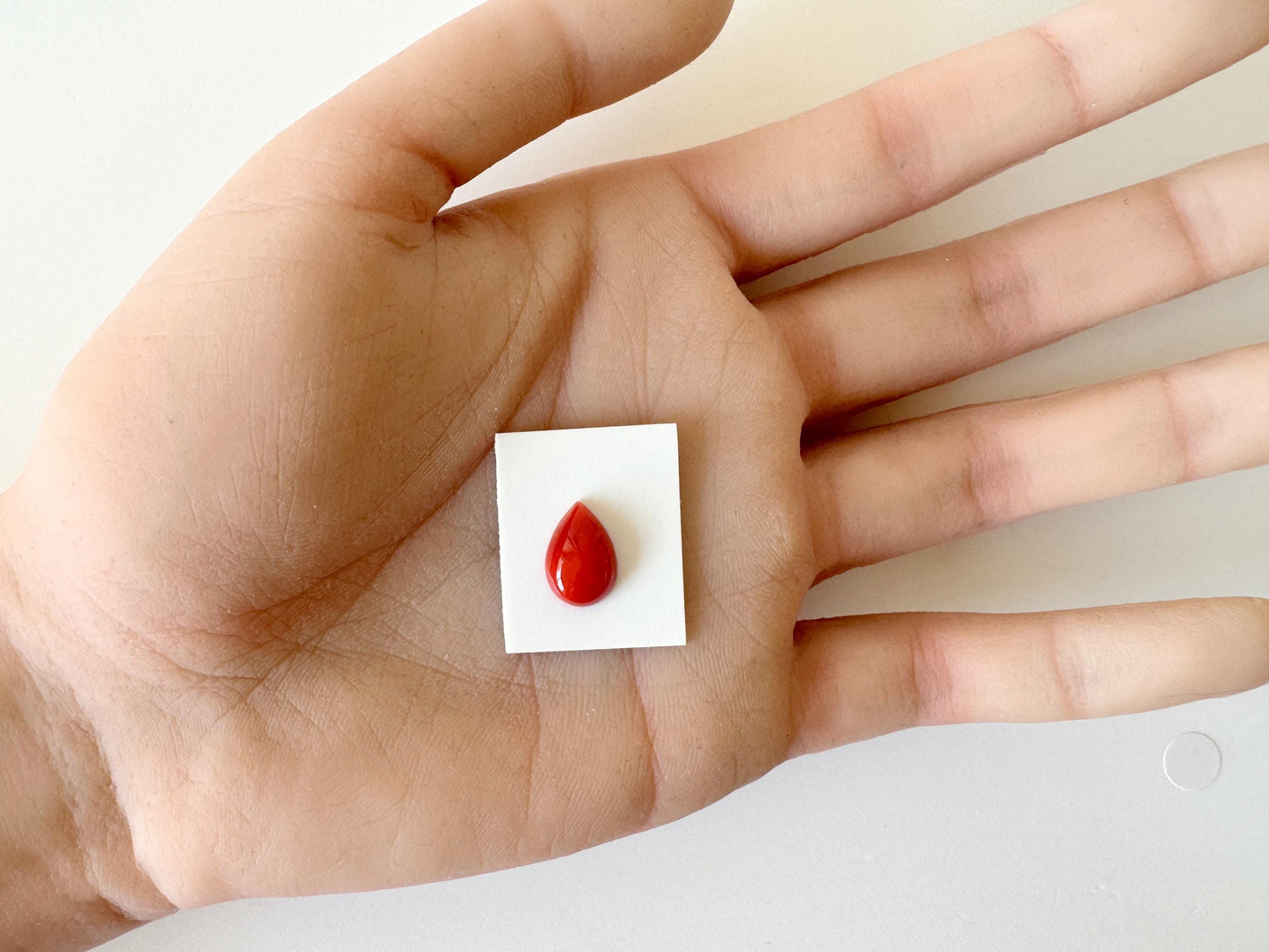 Red Coral Cabochon, Japanese Aka Coral Pear Gemstone Loose | 11.7X8.2Mm | Jewelry Making Supplies, Drilled Back