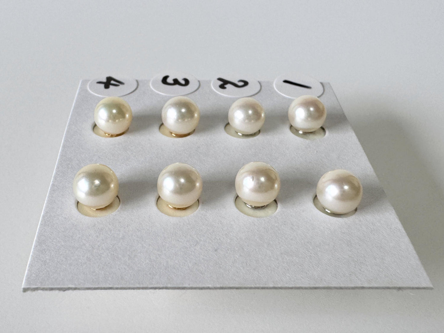 Akoya Pearl Stud Earrings: White/Off-White 5-5.5mm Pearls - Japanese Cultured, Silver 925, Saltwater Origin