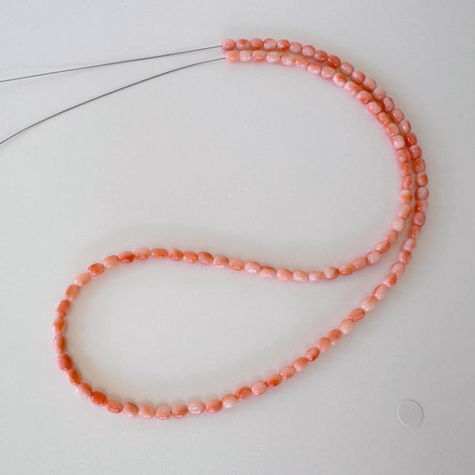 Natural Coral Strand – Deep Sea Coral Pink Orange Rice Shape Beads 3x5mm, 51cm Jewelry Supplies
