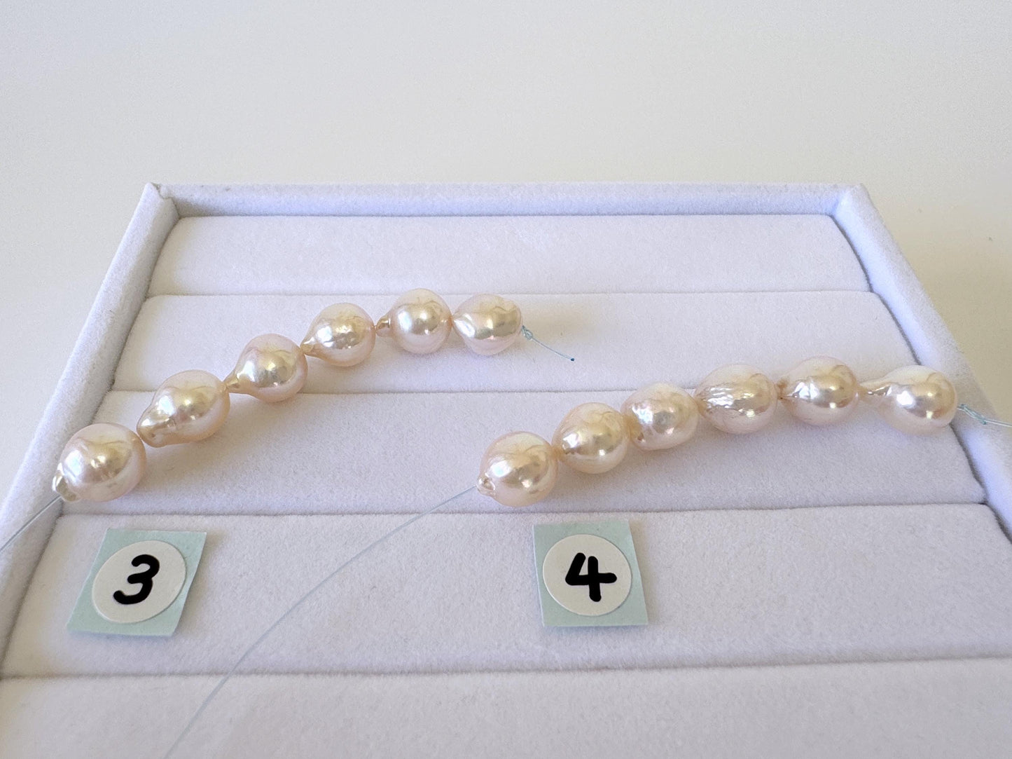 Japanese Akoya Pearl Beads: Baroque Cultured Saltwater Pearls, 7-7.5mm Mini Strand of 6 Pieces (White Pink Overtone, Craft Supplies)