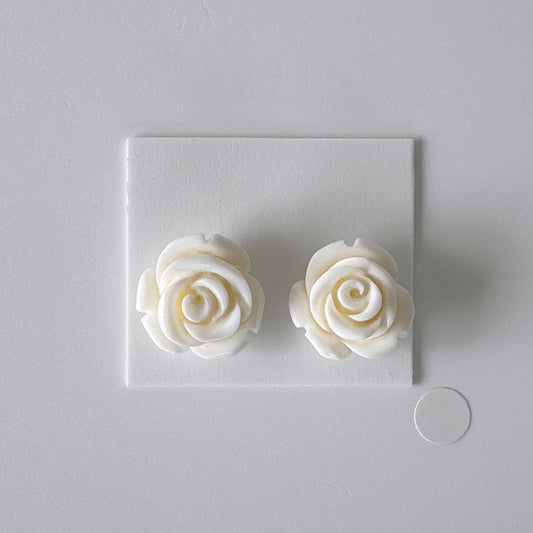 Natural White Coral Rose Loose Pair, 16-17mm , White Color Rose, Natural Color Coral Rose, Price per Pair, Genuine Precious Coral