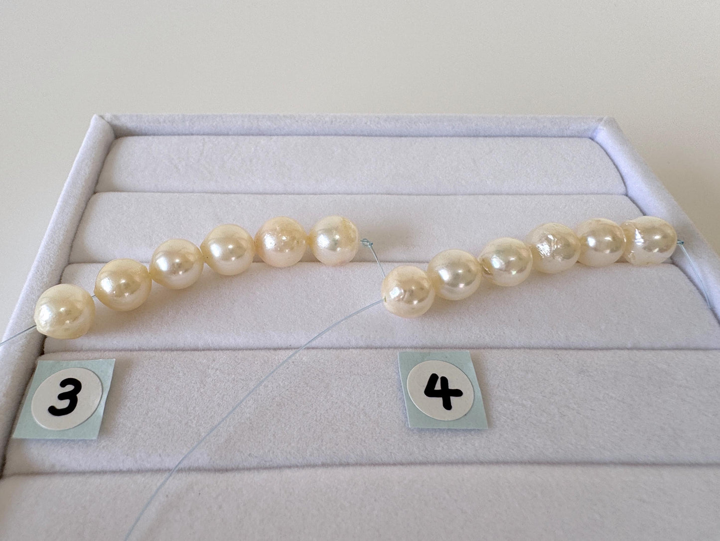 Japanese Akoya Pearl Beads: Cream White Semi-Round, 7-7.5mm, Short Strand | Cultured Saltwater, 6 Pieces