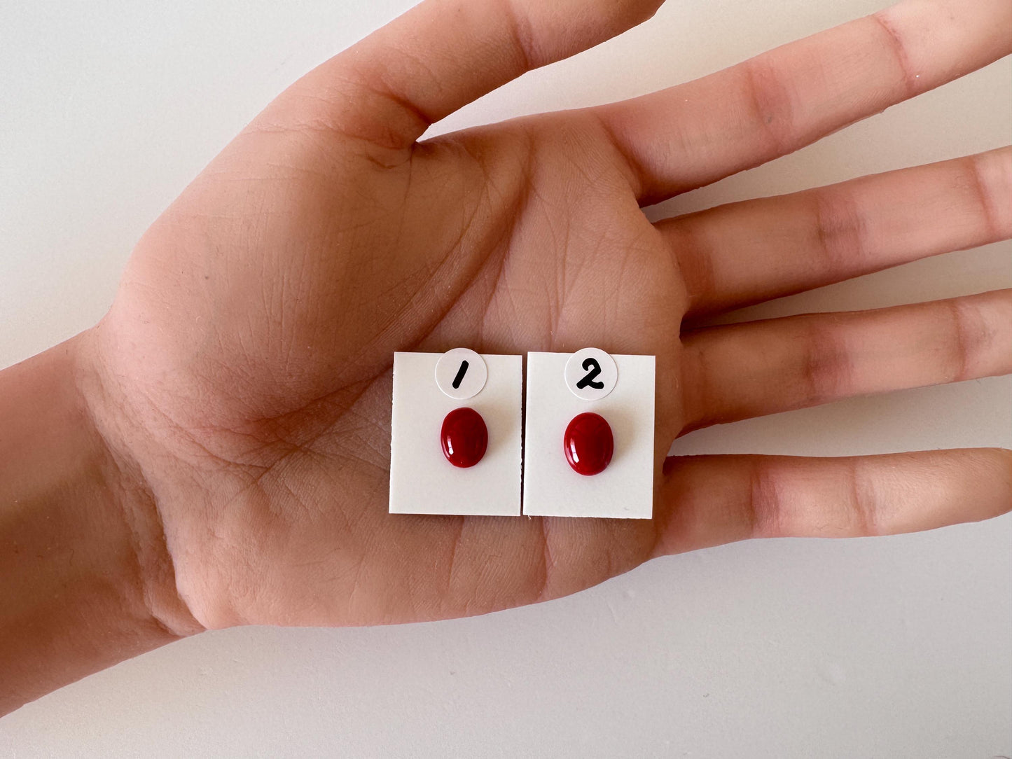 Japanese Red Coral Cabochon Oval Gemstone, Oxblood Hue (9.1x7.2mm, 9.4x7.5mm, Natural Loose Stone, Jewelry Supplies)