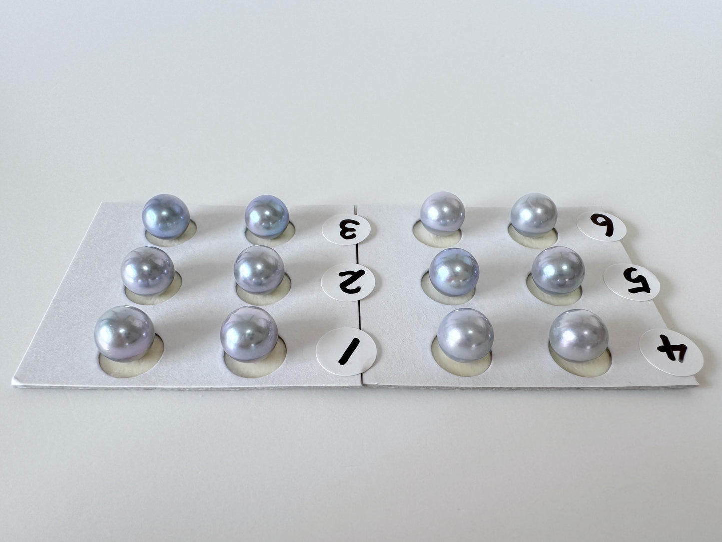 Japanese Blue/Silver (Treated) Akoya Pearl 7-7.5mm, Half-Drilled loose, Price per pair, Salt water pearl