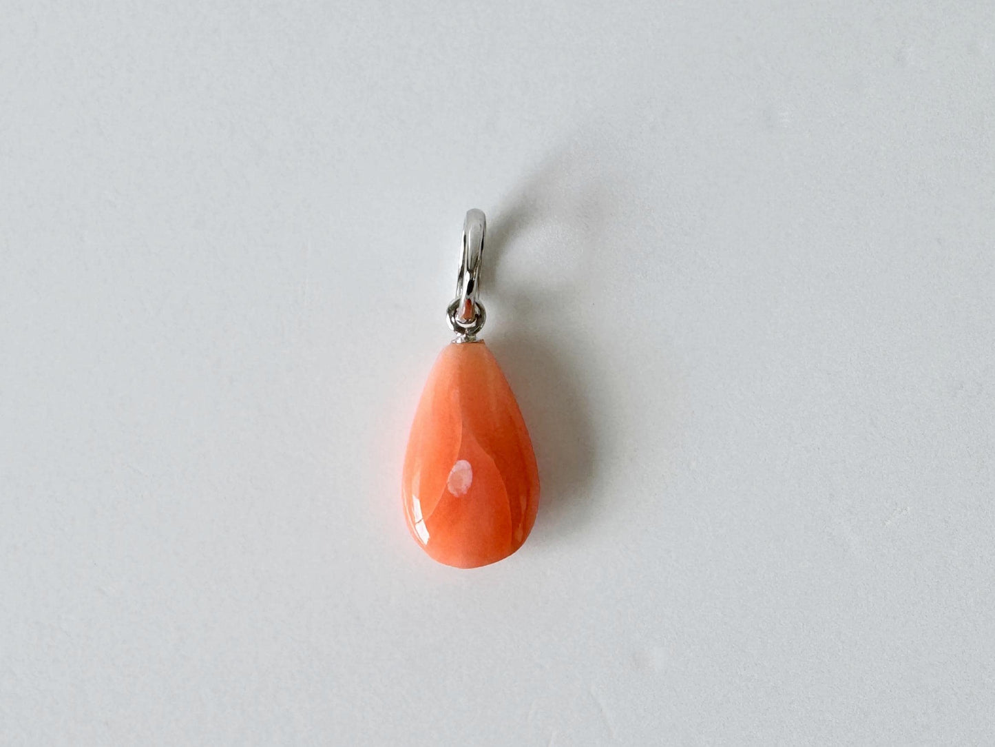 Coral Pendant Pear Shaped Natural Deep Sea Coral: Pink-Orange Tones, Silver Bail (14x8.8mm, Jewelry)