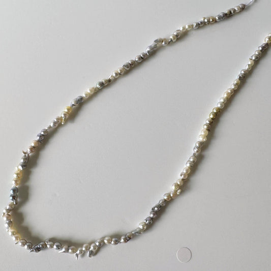 Japanese Akoya Pearl Twin Beads: Natural Blue Silver, 3x6-4x8mm, Cultured Saltwater Pearls | Full Strand 40cm, Genuine Jewelry Supplies