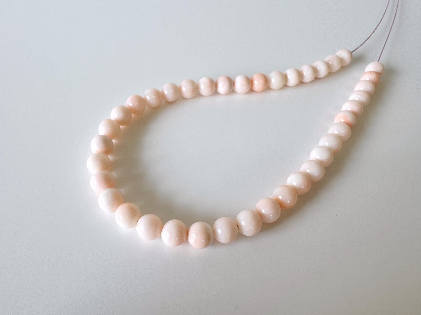 Pink Coral Short Strand Beads Natural (Miss Coral) 6.7-6.9mm Round (25cm Length, Jewelry Supplies)