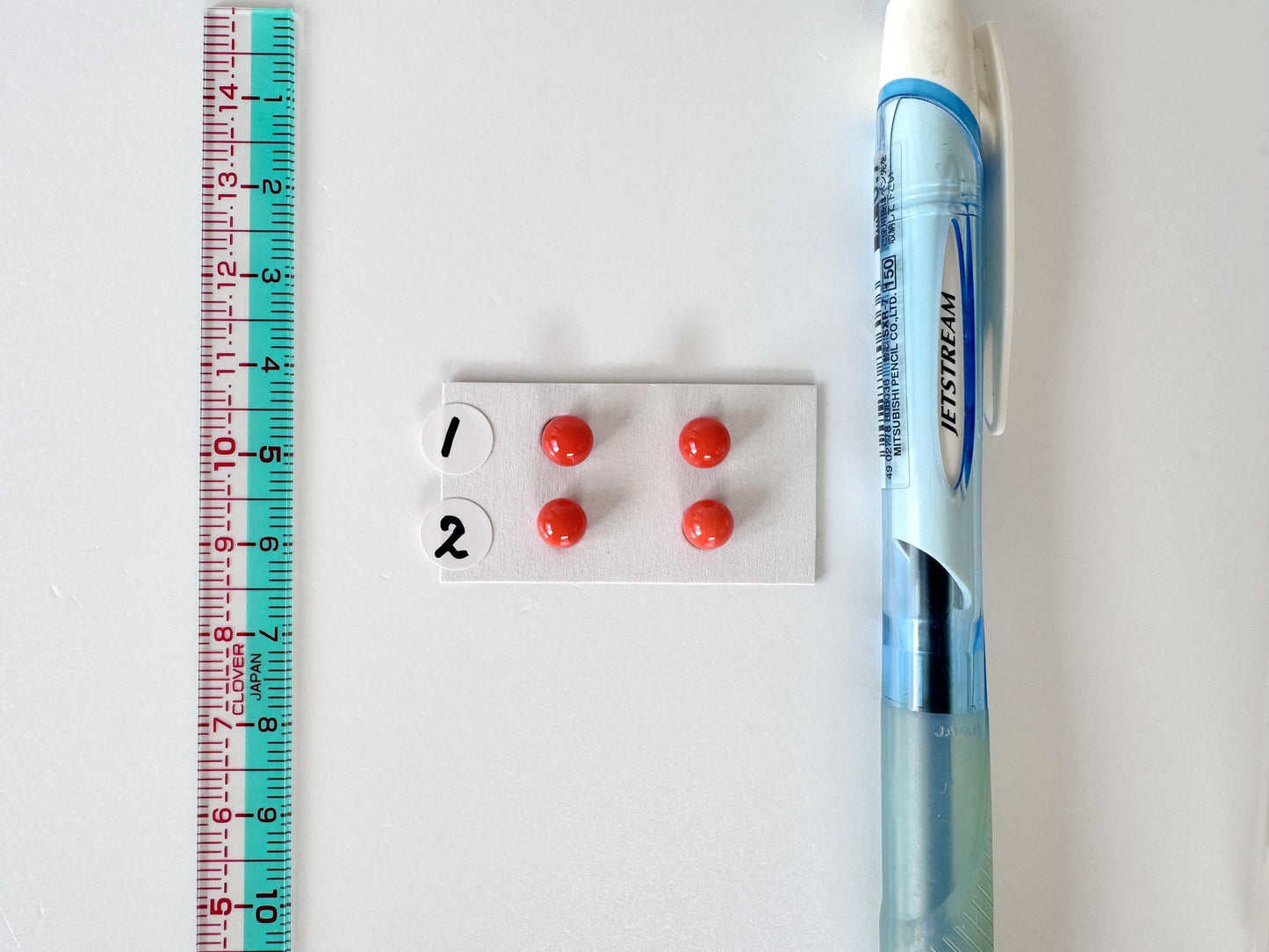 Natural Mediterranean Red Coral Round Loose 5.5-5.7mm with half-drilled hole, for Jewelry Making, Natural Color, Price per Pair