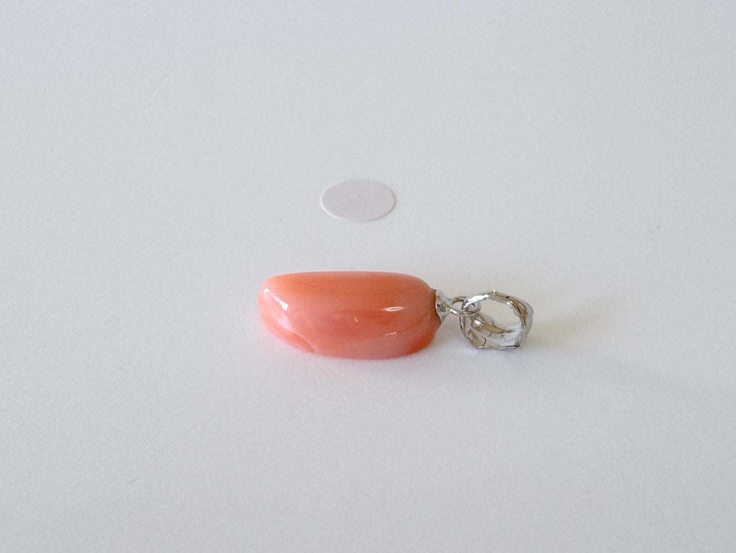 Natural Deep Sea Coral Unique Shaped Pendant, 16.4x8.1mm, Natural Pink/Orange color coral, Silver (Rhodium-Plated) bail