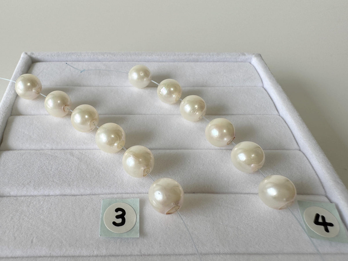 DEFECTS – Japanese Akoya Pearl Beads: Cultured White Saltwater Pearls, Mini Strand (8.5-8.8mm, Near-Round, 6 Pieces), Value Priced