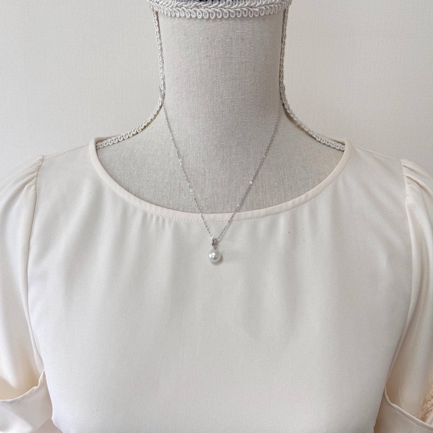 Japanese Natural Light Blue Color Akoya Pearl Pendant, 9.5mm, Silver 925 Bail, Genuine Akoya Pearl, Salt water cultured pearl