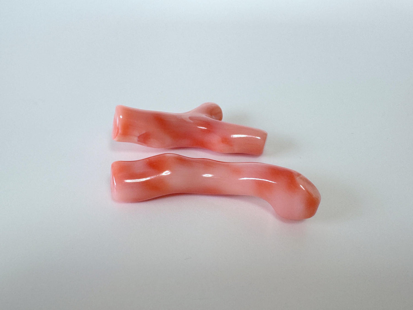 Natural Coral Branch Set Jewelry Supplies, Pink Orange Deep Sea Coral (35-38mm, Hole Drilled On Top, Set of 2 Pieces)