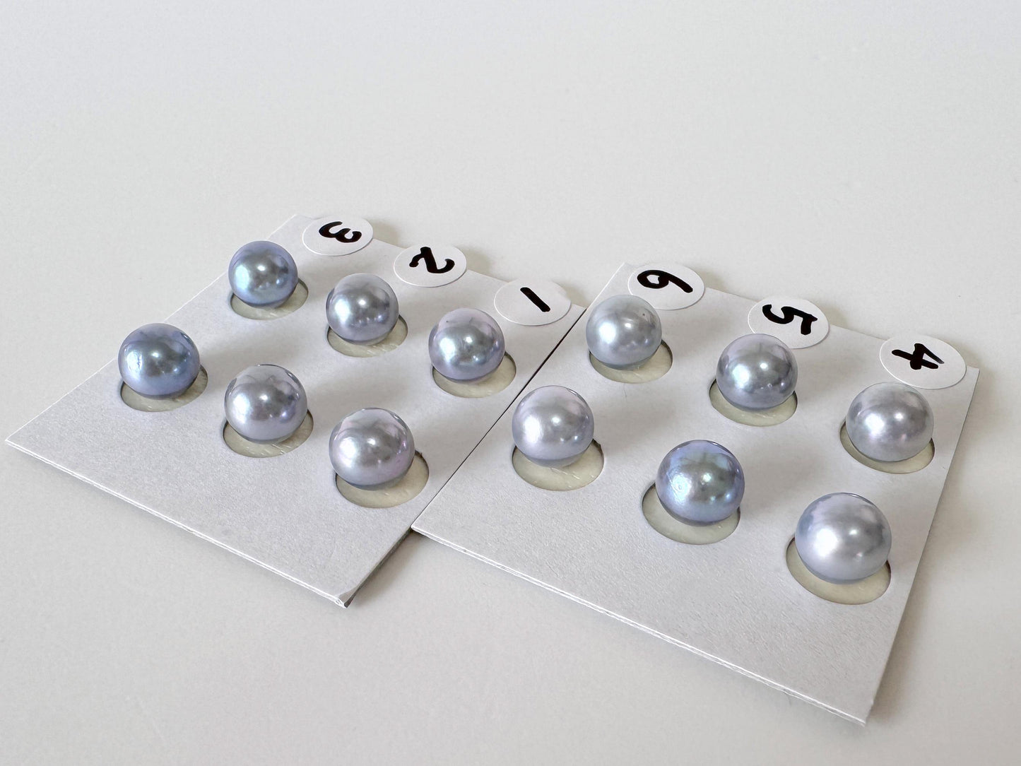 Japanese Blue/Silver (Treated) Akoya Pearl 7-7.5mm, Half-Drilled loose, Price per pair, Salt water pearl