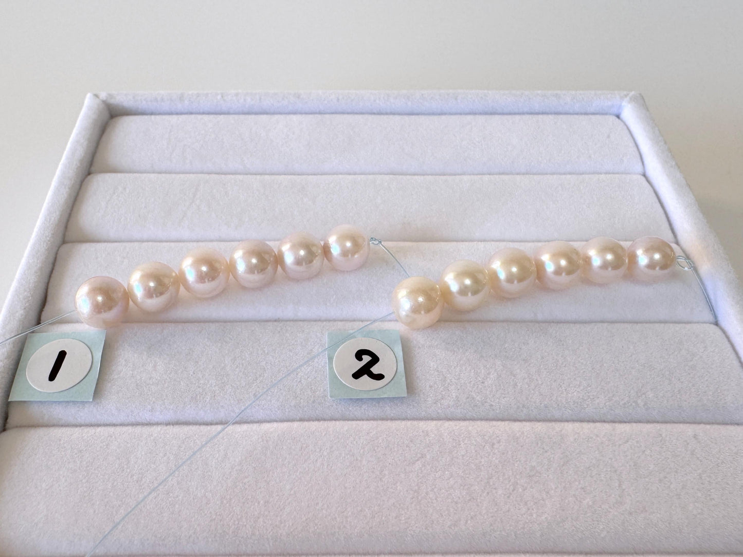 Akoya Pearl Beads: White/Pink Japanese Cultured Pearls, 6.5-7mm, 6 Pieces