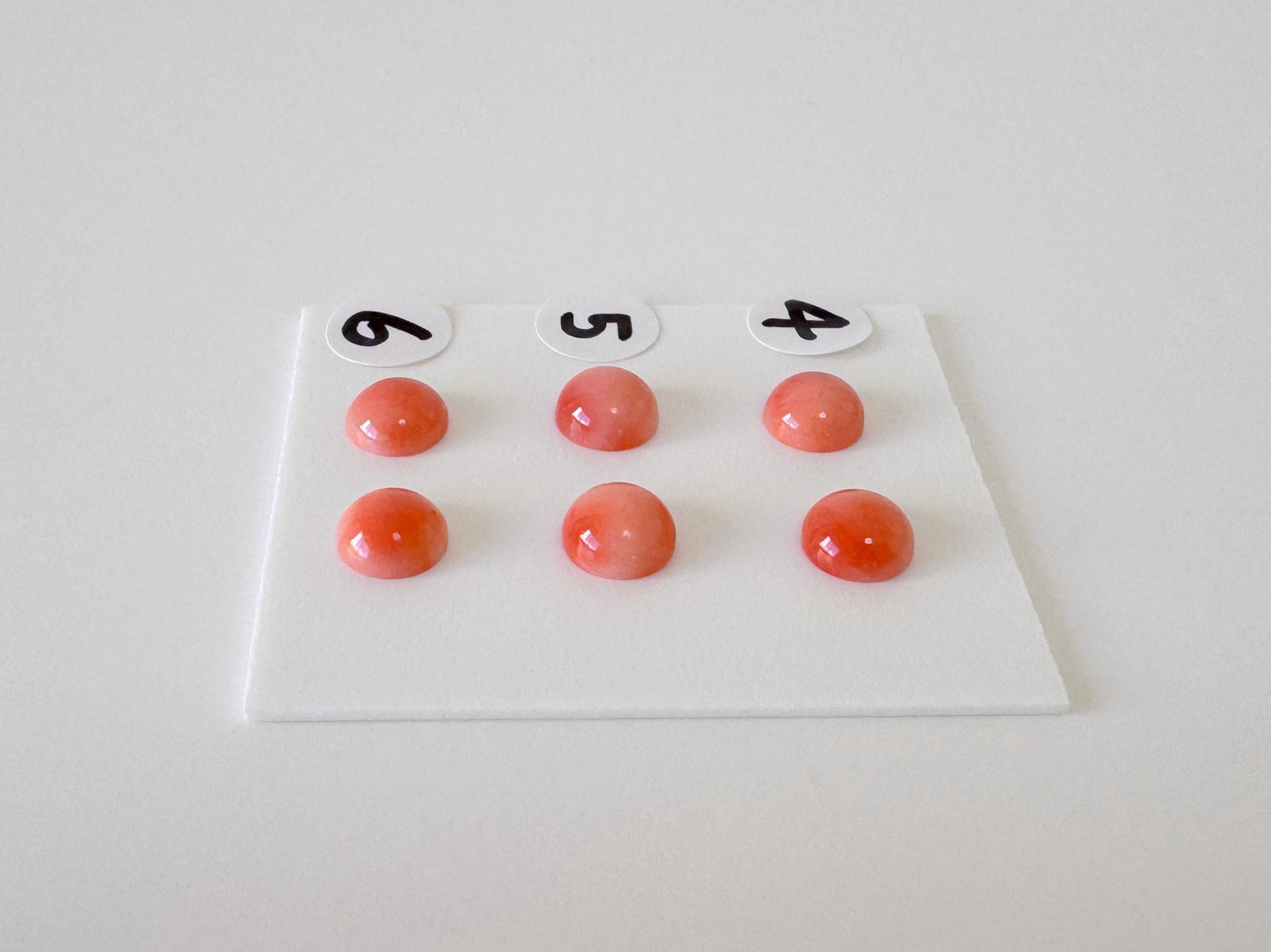 Deep Sea Coral Round Cabochons - Natural Pink Orange Pair, 5.8-6mm Half Drilled