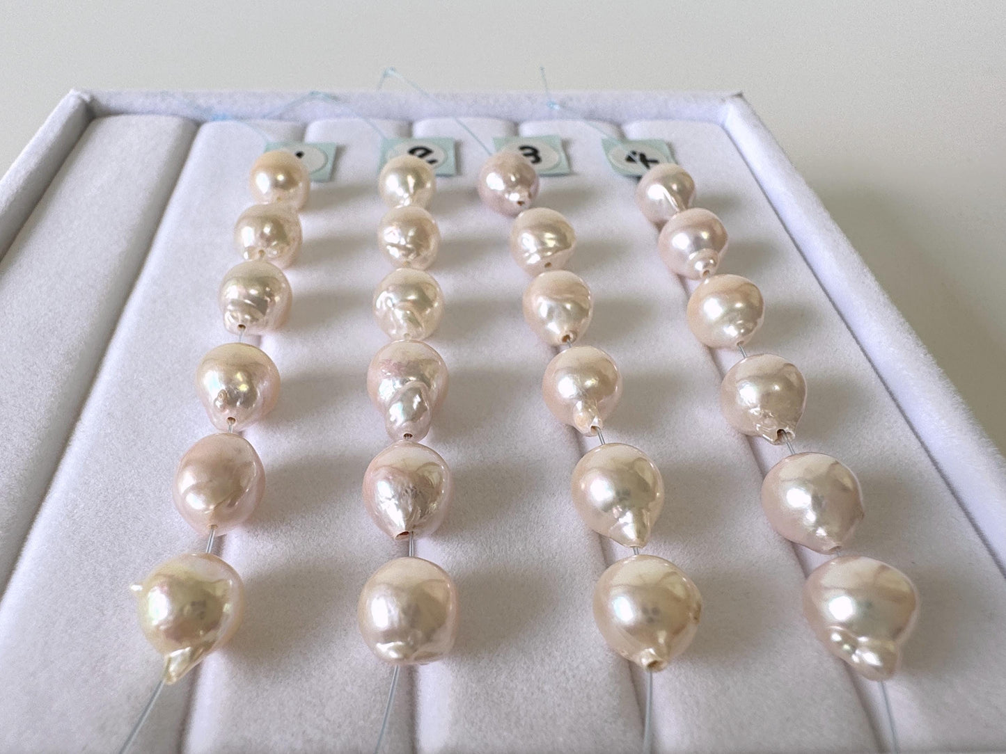 Japanese Akoya Pearl Beads: Baroque Cultured Saltwater Pearls, 7-7.5mm Mini Strand of 6 Pieces (White Pink Overtone, Craft Supplies)