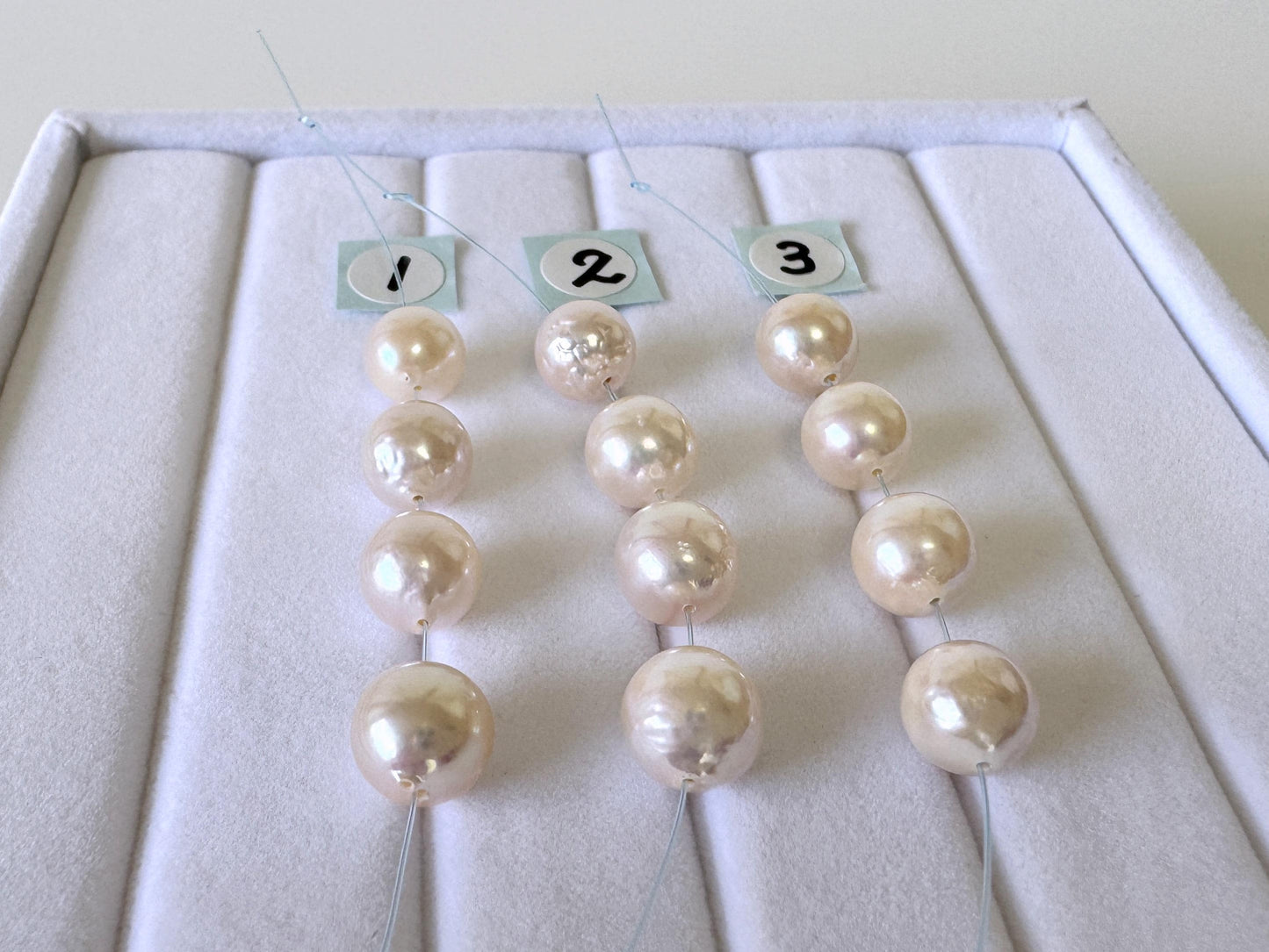 Japanese Akoya Pearl Beads: Cultured White Saltwater Pearls, Mini Strand (7.5-8mm, Near-Round, 4 Pieces)
