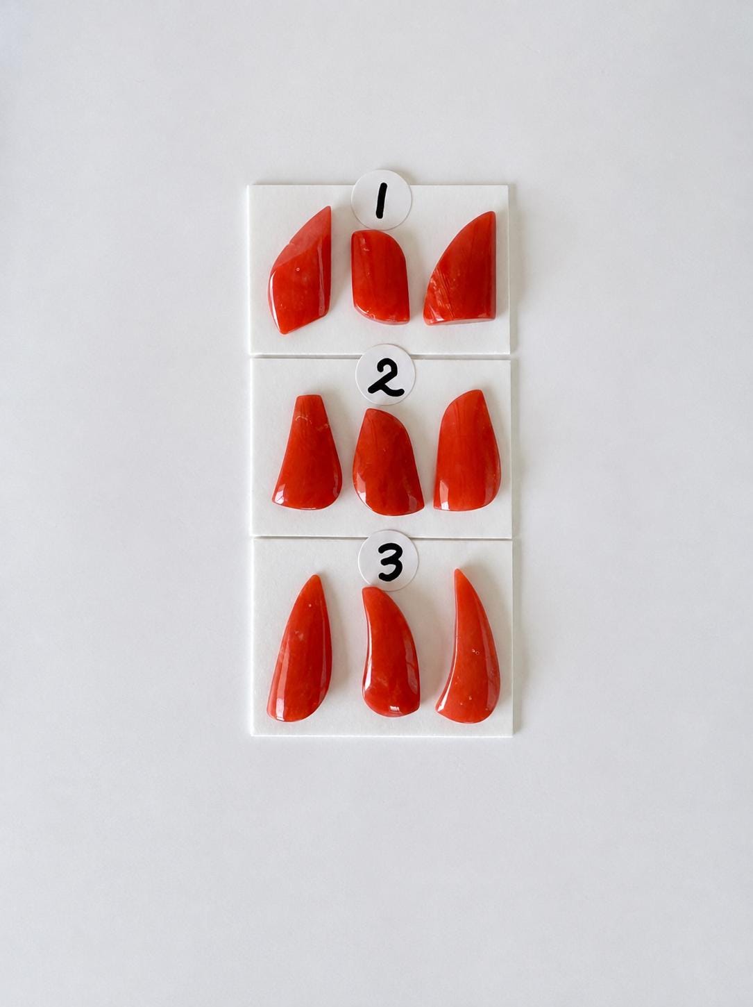 Red Coral Loose Gemstones Natural Set, Mediterranean Red Coral Pieces (3pcs, Undrilled, Organic Shapes for Jewelry)