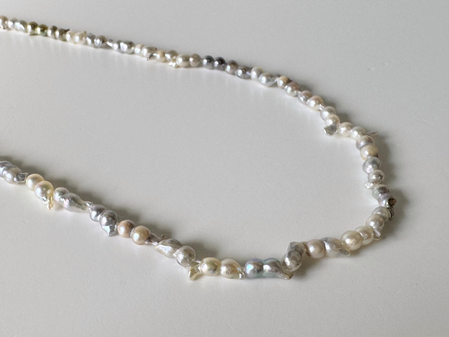 Japanese Akoya Pearl Twin Beads: Natural Blue Silver, 3x6-4x8mm, Cultured Saltwater Pearls | Full Strand 40cm, Genuine Jewelry Supplies