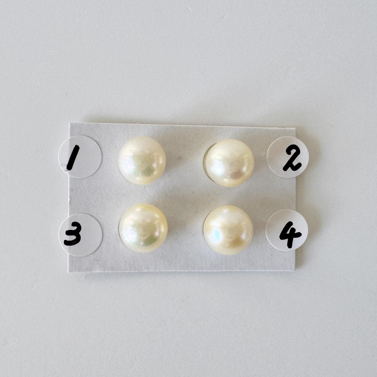 Loose Akoya Pearls Natural Cream Yellow: 8.5-9mm Round Half-Drilled, Saltwater Cultured | Jewelry Supplies, Gift For Pearl Lover | Per Piece