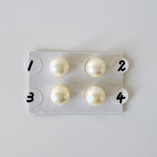 Loose Akoya Pearls Natural Cream Yellow: 8.5-9mm Round Half-Drilled, Saltwater Cultured | Jewelry Supplies, Gift For Pearl Lover | Per Piece