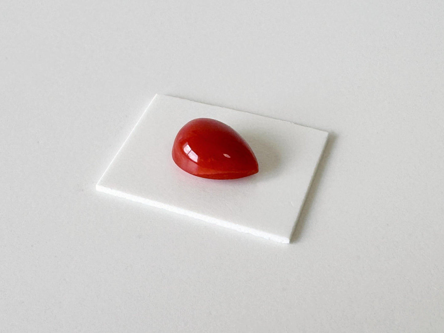 Red Coral Cabochon, Japanese Aka Coral Pear Gemstone Loose | 11.6X8.8mm | Jewelry Making Supplies, Drilled Back