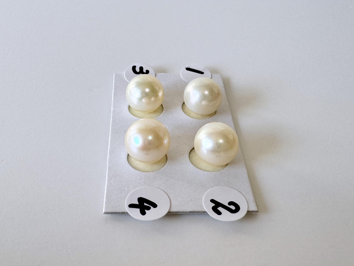 Loose Akoya Pearls Natural Cream Yellow: 8.5-9mm Round Half-Drilled, Saltwater Cultured | Jewelry Supplies, Gift For Pearl Lover | Per Piece
